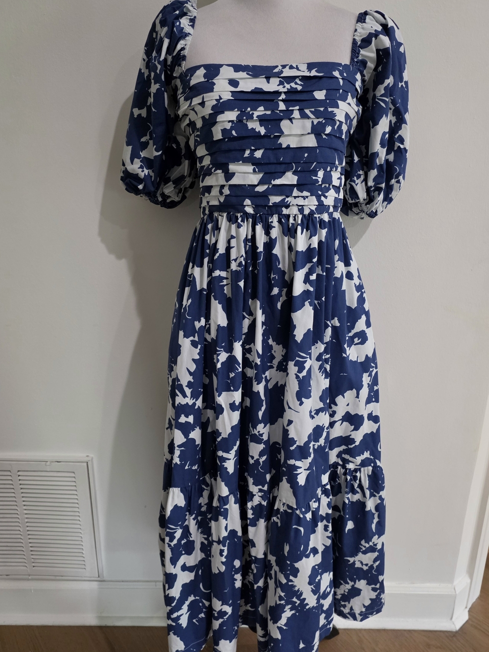 Abercrombie & Fitch Emerson Poplin Puff-Sleeve Midi Dress- Small Tall